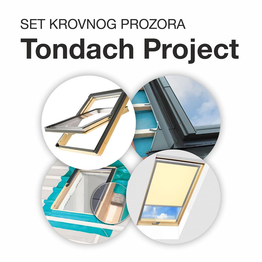 Krovni prozor  66 x 118 cm - TONDACH Project Set s unutarnjim sjenilom - bezbojni lak