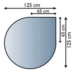 Podna ploča za peći i kamine 125 x 125 cm, staklena, zaobljena - LIENBACHER