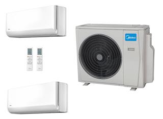 Klima uređaj s 2 unutarnje jedinice (2,8 + 2,8 kW) - MIDEA Breezeless E Wi-Fi - s grijačem vanjske jedinice