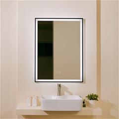 Kupaonsko ogledalo  60 cm - PROSPEROUS Square Black - LED rasvjeta i odmagljivač