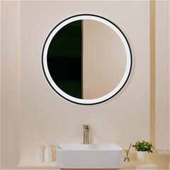 Kupaonsko ogledalo  80 cm - PROSPEROUS Circle Black - LED rasvjeta i odmagljivač