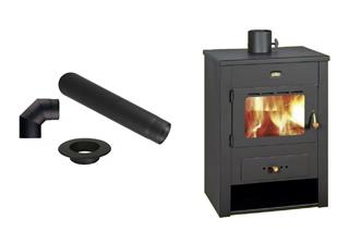 Peć (kamin) na drva 12 kW - PRITY K13 - komplet s dimovodom