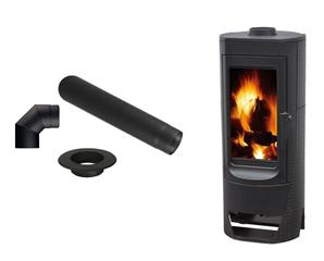 Peć (kamin) na drva 13 - 14 kW - PLAMEN Nera - komplet s dimovodom
