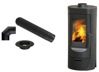 Peć (kamin) na drva  6 - 8 kW - PLAMEN Tara - komplet s dimovodom