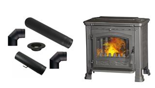 Peć (kamin) na drva  8 - 11 kW - PLAMEN Tena N - komplet s dimovodom
