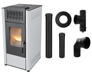 Peć na pelete  8,1 kW - MBS Hellia - komplet s dimovodom, bijela
