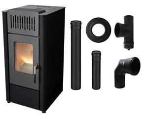 Peć na pelete  8,1 kW - MBS Hellia - komplet s dimovodom, crna