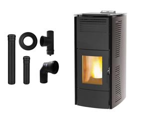 Peć na pelete za centralno grijanje 16 kW - CENTROMETAL ZV16 - komplet s dimovodom, siva