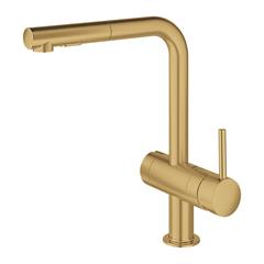 Slavina (miješalica) za sudoper - GROHE Minta Brushed Cool Sunrise - s tušem, zlatna