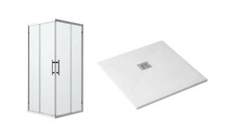 Tuš kabina, komplet s kadom 90 x 90 cm, kvadratna - C-line Profiline - sivi