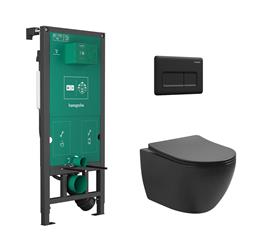 Ugradbeni vodokotlić sa školjkom, daskom i tipkom - HANSGROHE iFrame & Everest Tornado crna