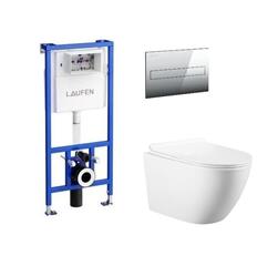 Ugradbeni vodokotlić sa školjkom, daskom i tipkom - LAUFEN Ch Everest Level Rimfree