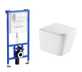 Ugradbeni vodokotlić sa školjkom, daskom i tipkom - LAUFEN Kielle Arkas Vortex Rimfree