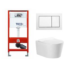 Ugradbeni vodokotlić sa školjkom, daskom i tipkom - TECE Everest Base Rimfree