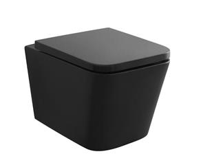 WC školjka -  komplet s daskom - Kielle Arkas I Rimless Softclose, viseća - mat crna