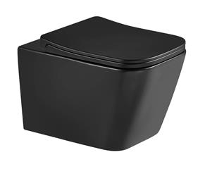 WC školjka -  komplet s daskom - Kielle Arkas I Vortex  Rimless Softclose, viseća - mat crna