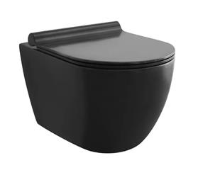 WC školjka -  komplet s daskom - Kielle Gaia Rimless Softclose, viseća - mat crna